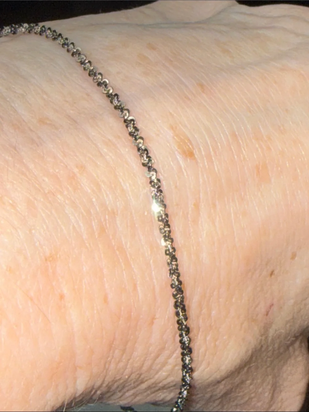 925 SOLID STERLING SILVER Salt&Pepper/Gunmetal twisted rope bracelet 8” NEW